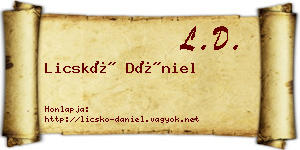 Licskó Dániel névjegykártya